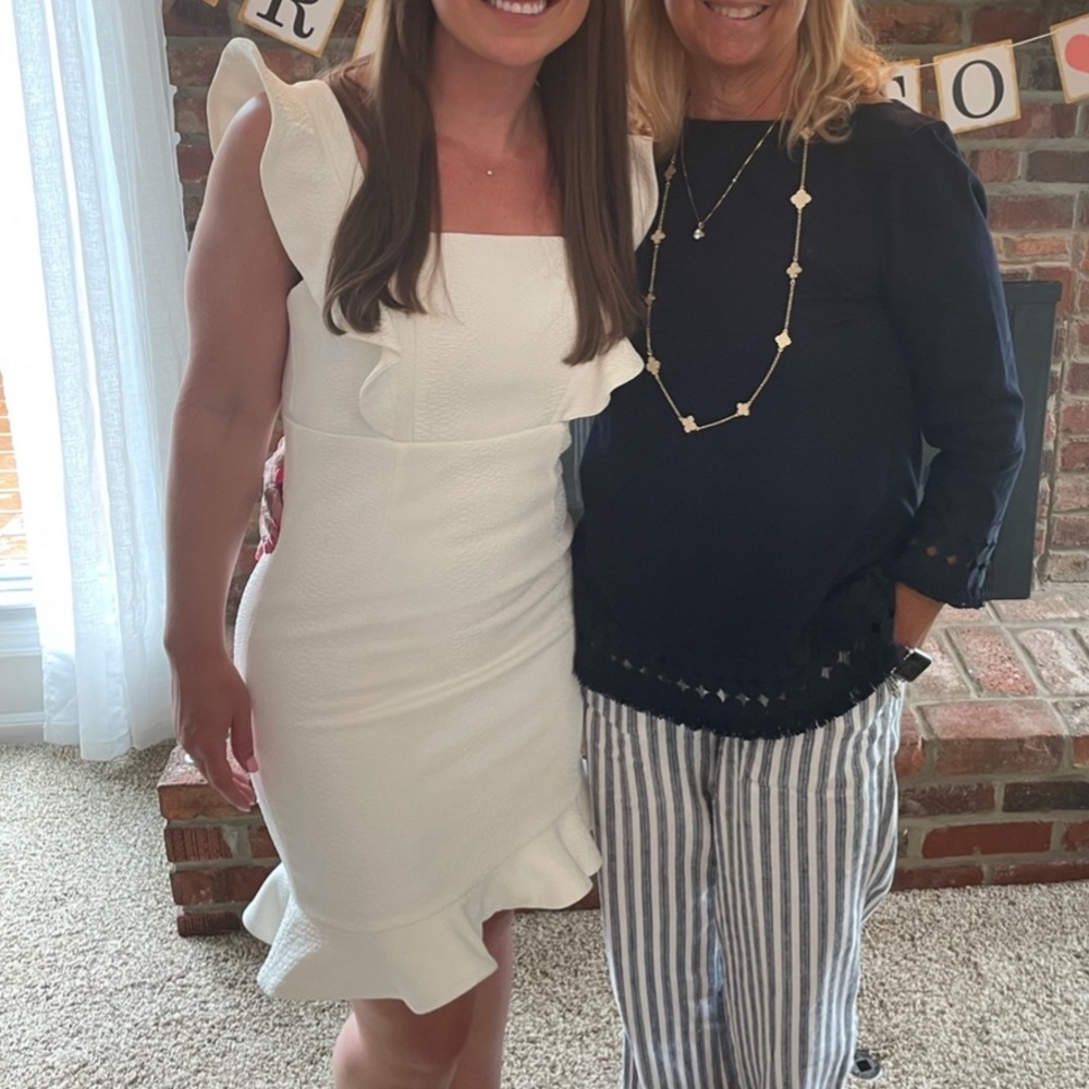 Bardot white ruffle dress